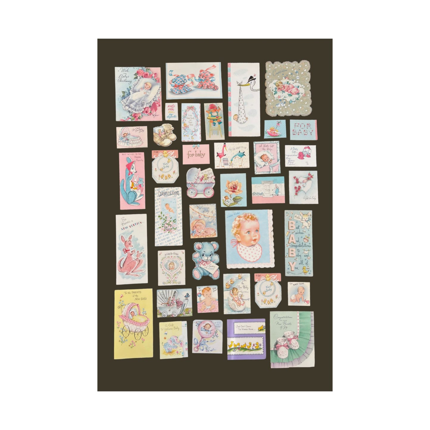 Vintage Baby Greeting Cards Matte Poster