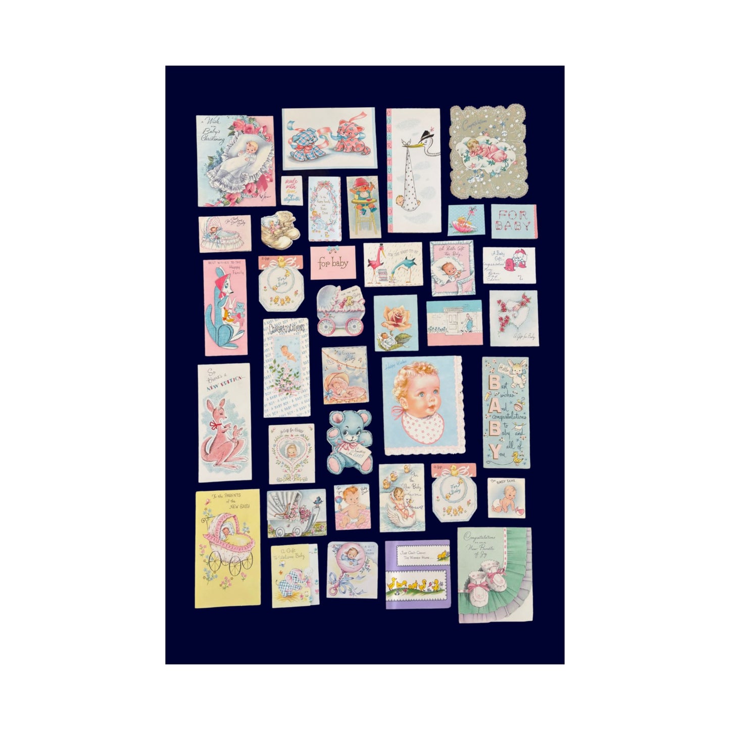 Vintage Baby Greeting Cards Matte Poster