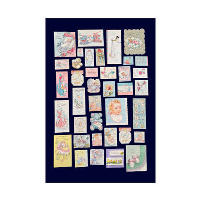 Vintage Baby Greeting Cards Matte Poster