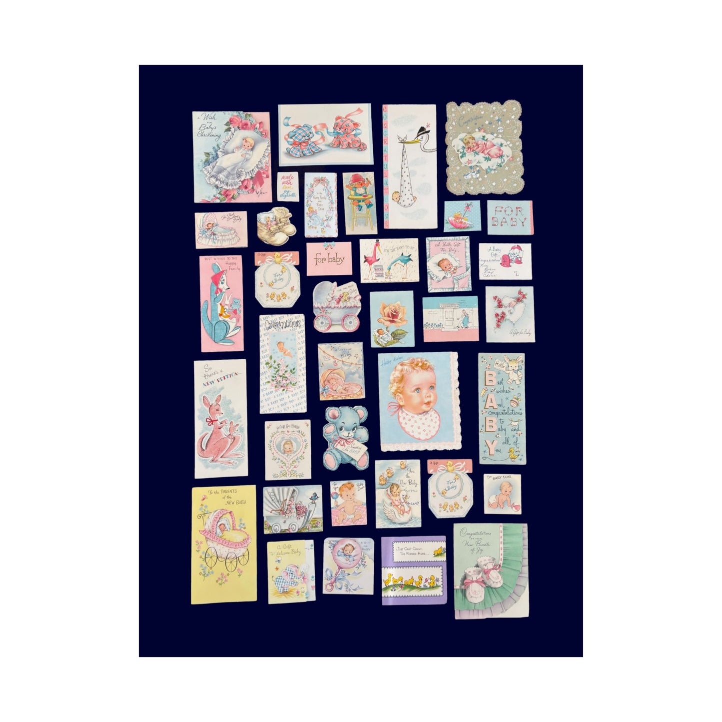 Vintage Baby Greeting Cards Matte Poster