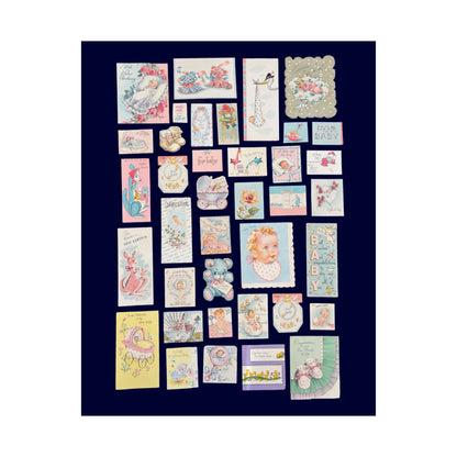 Vintage Baby Greeting Cards Matte Poster